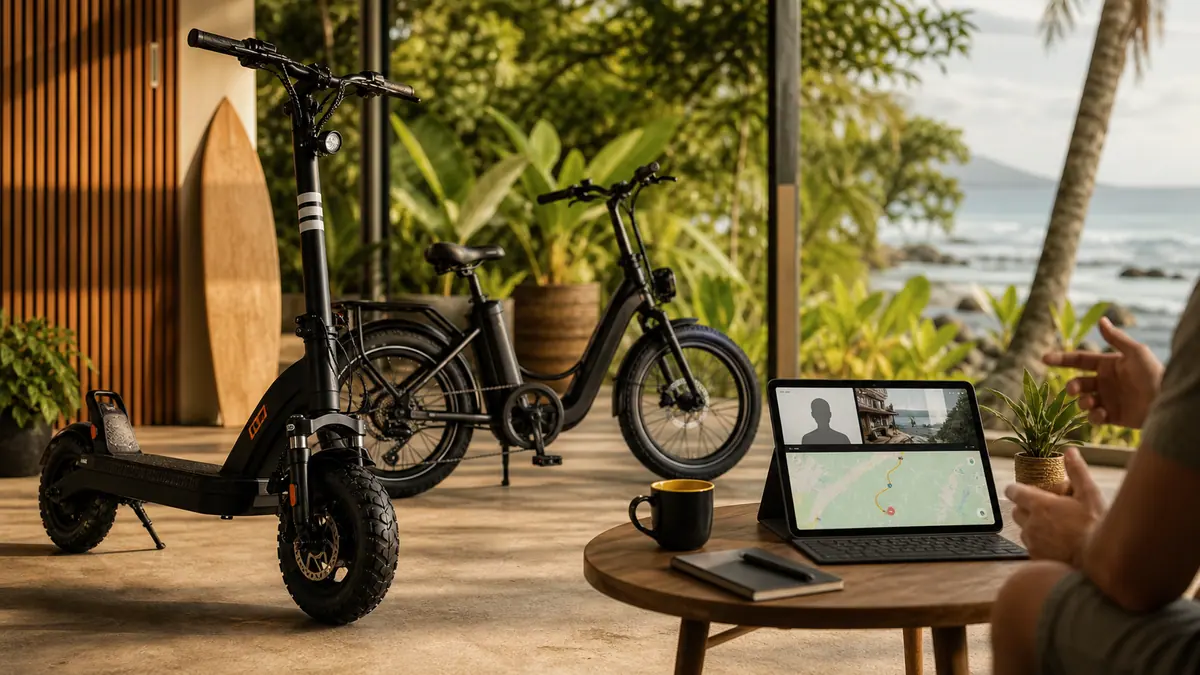 Scooter eléctrico en una playa de Costa Rica