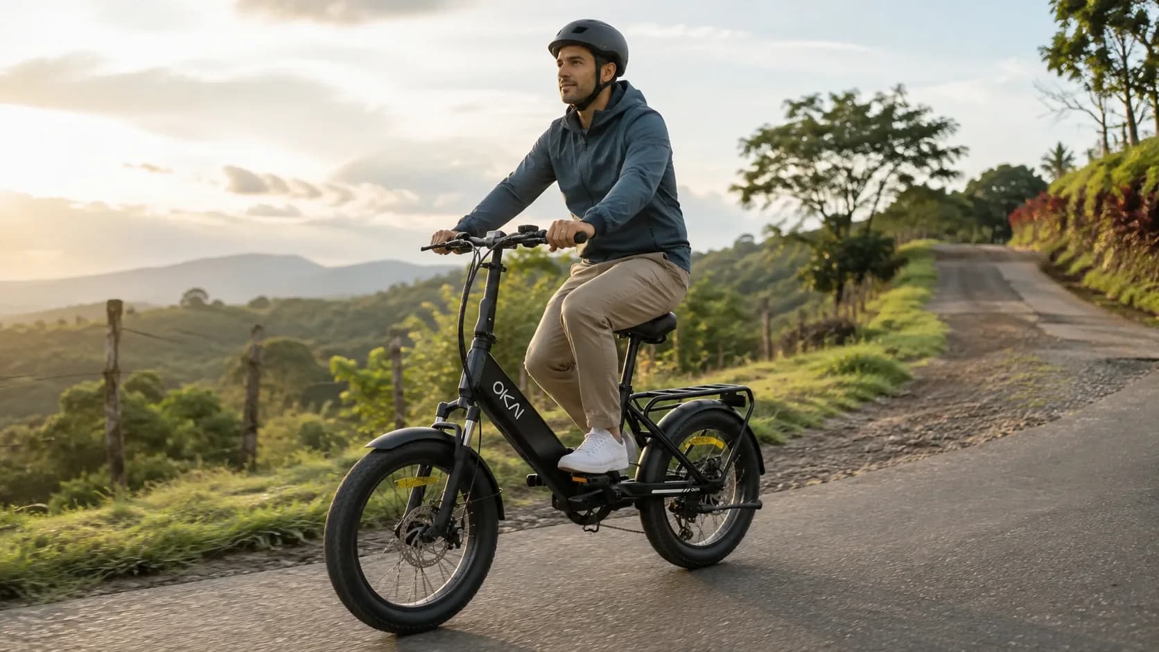 Rider using an OKAI Flexmov on a Costa Rica hill