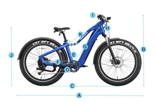 OKAI Ranger EB50 bike dimensions